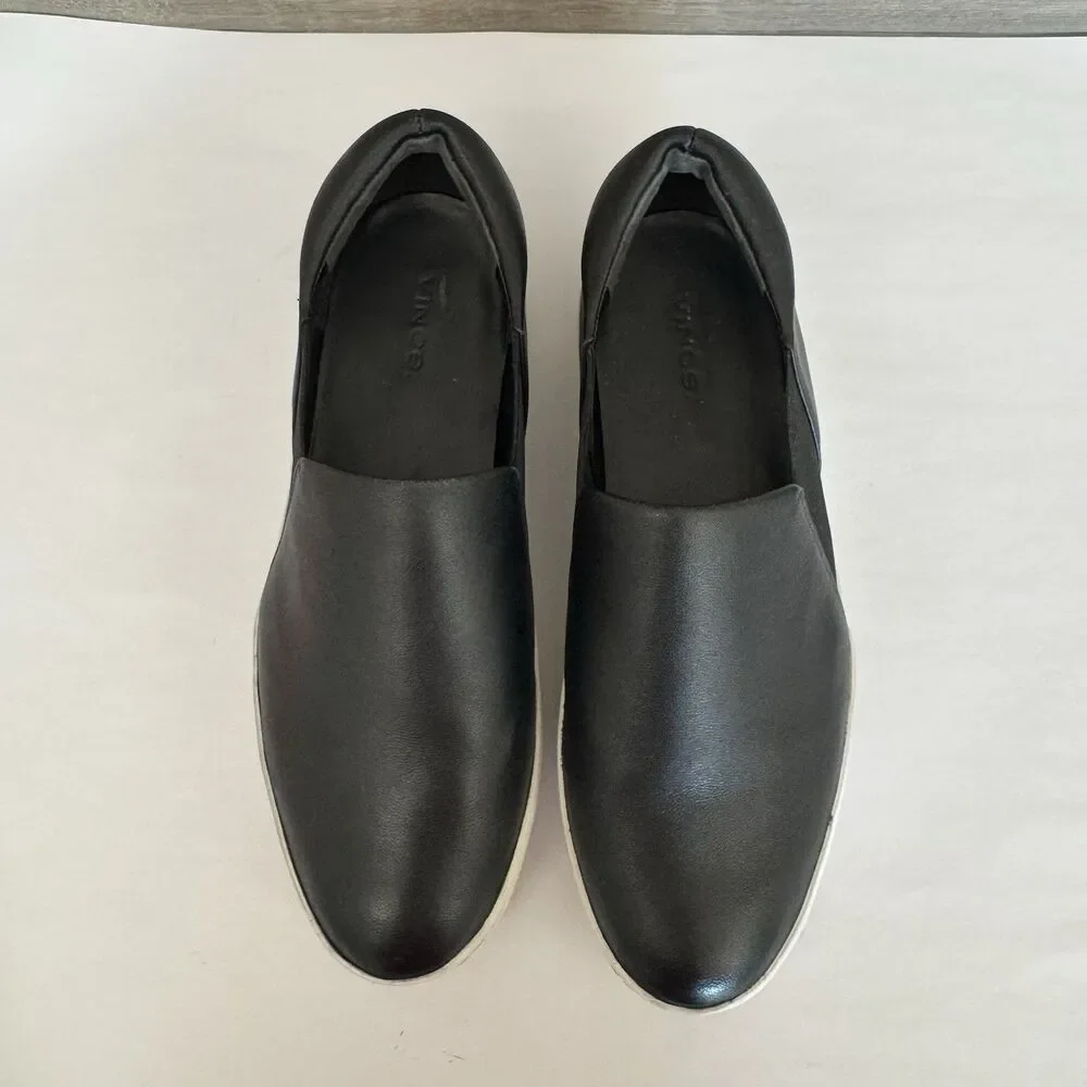 Vince Warren Black Leather Women's Platform Sneakers - Picture 8 of 16